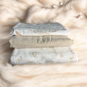 Set 3 Carters Nursery Receiving Baby Blankets Swaddling Brown White Ducks Pond